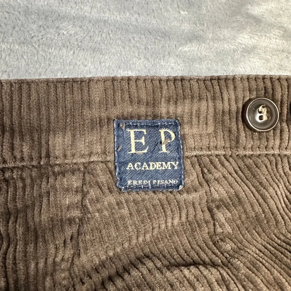 Eredi Pisano Roma Mens Brown Corduroy Slim Fit Pants Taglia 54 Made in Italy